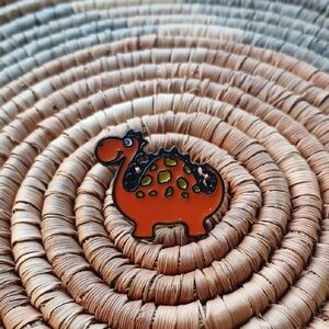 NEW Happy Orange Dinosaur Enamel Pin